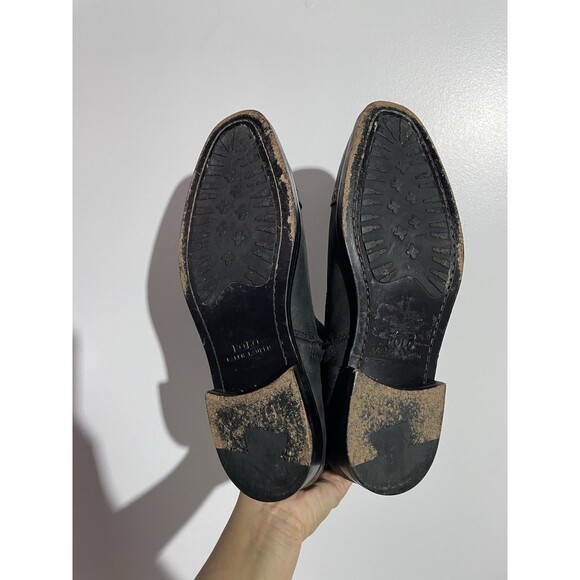 Polo Ralph Lauren Ankle Boots Mens 8.5 D Black Leather Demonte Brogue‎ Preppy